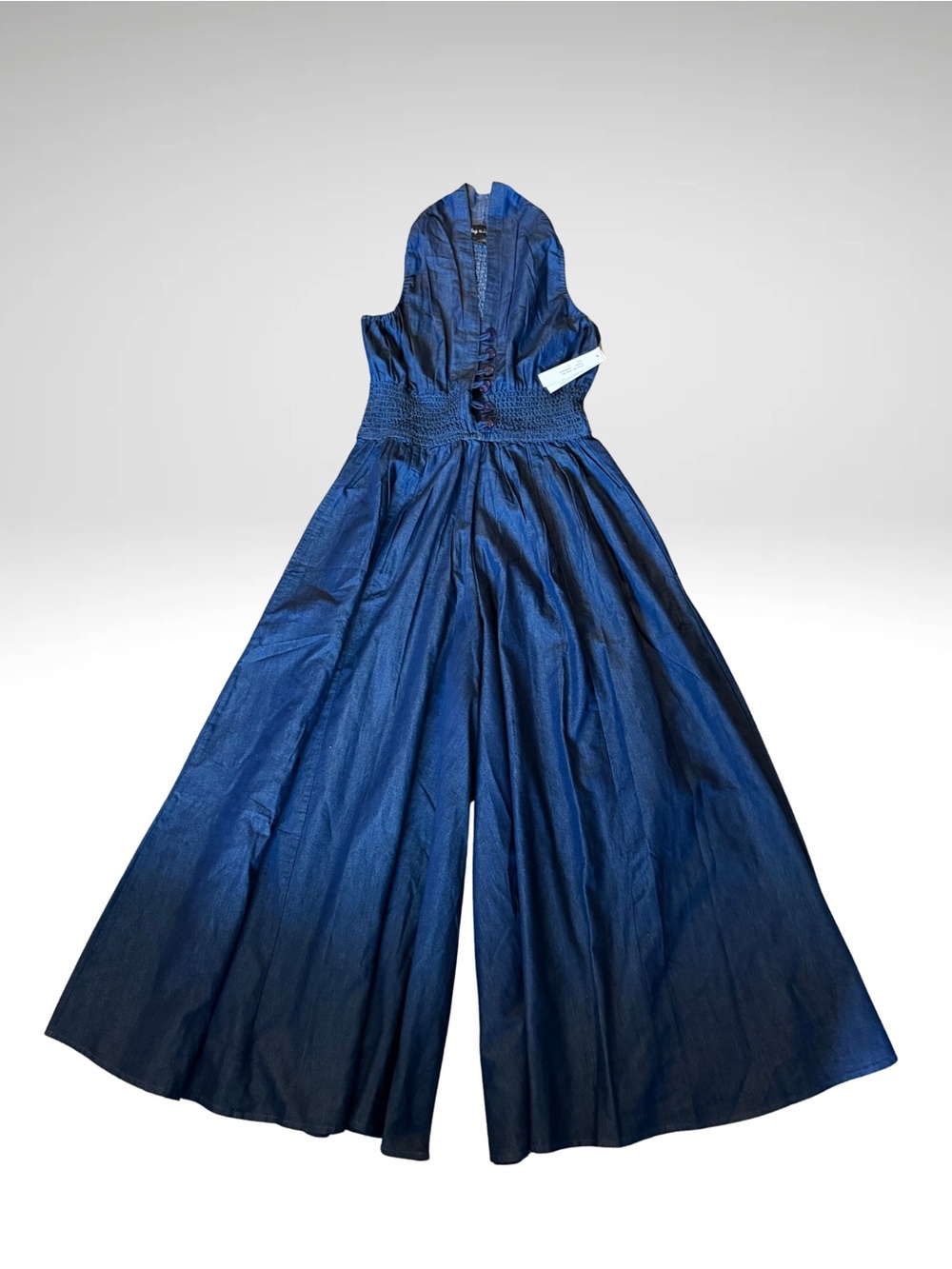 Wide-Leg Denim Jumpsuit - Blue
